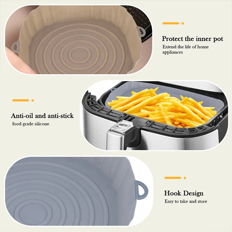 1/2/3PCS Reusable Air Fryer Silicone Pot